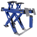 Cầu nâng cắt kéo kiểm tra góc đặt bánh xe 4,3 tấn, lắp chìm, có bàn nâng phụ, 3 pha, màu xanh (bao gồm đĩa lái Trung Quốc và bộ phụ kiện)